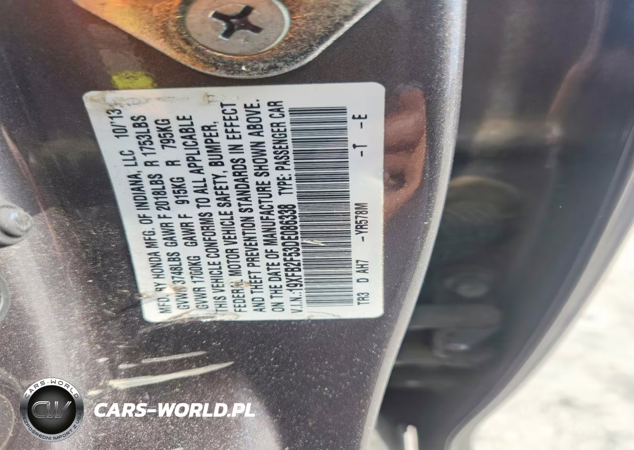 2013 Honda Civic Lx VIN:19XFB2F53DE086338 - 12