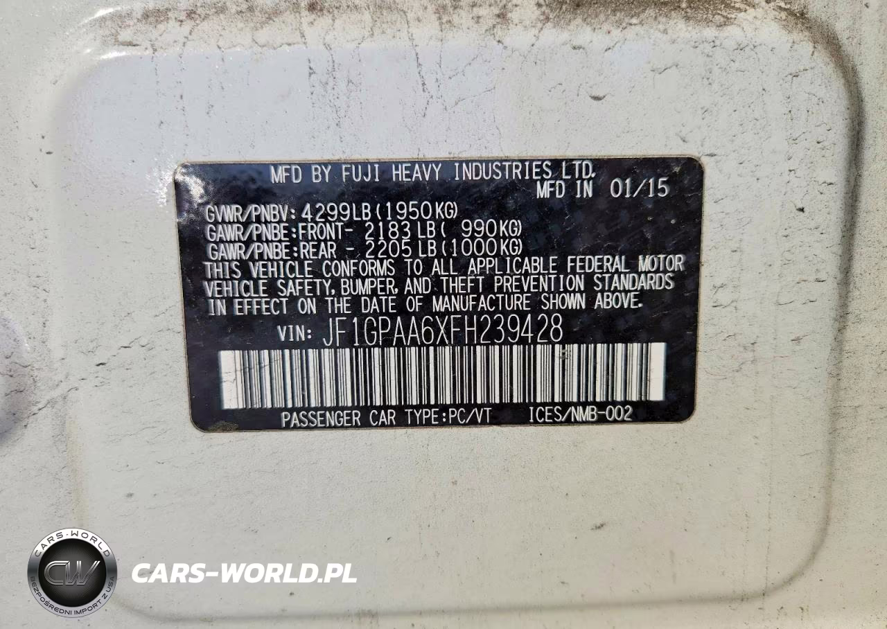 2015 Subaru Impreza VIN:JF1GPAA6XFH239428 - 12