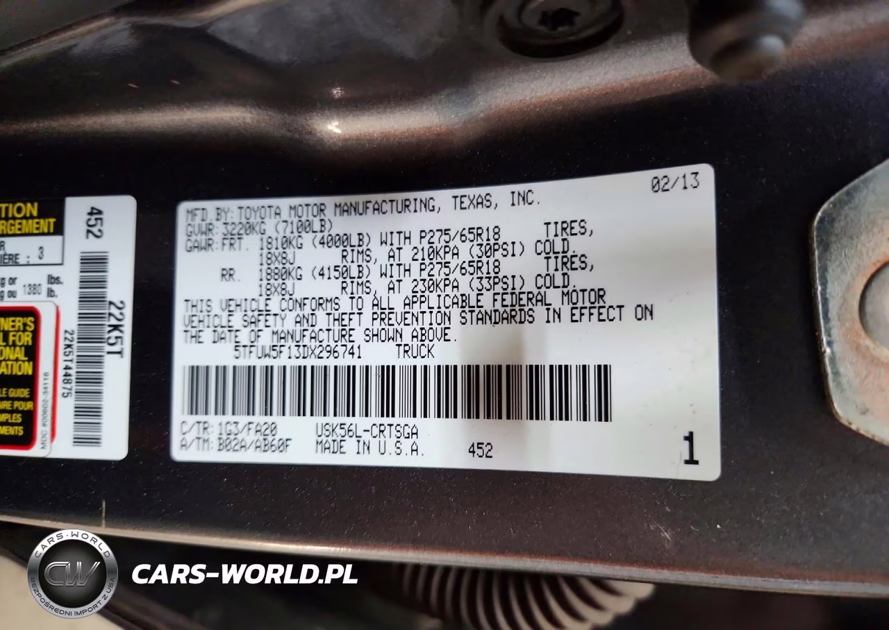 2013 Toyota Tundra Double Cab Sr5 VIN:5TFUW5F13DX296741 - 12