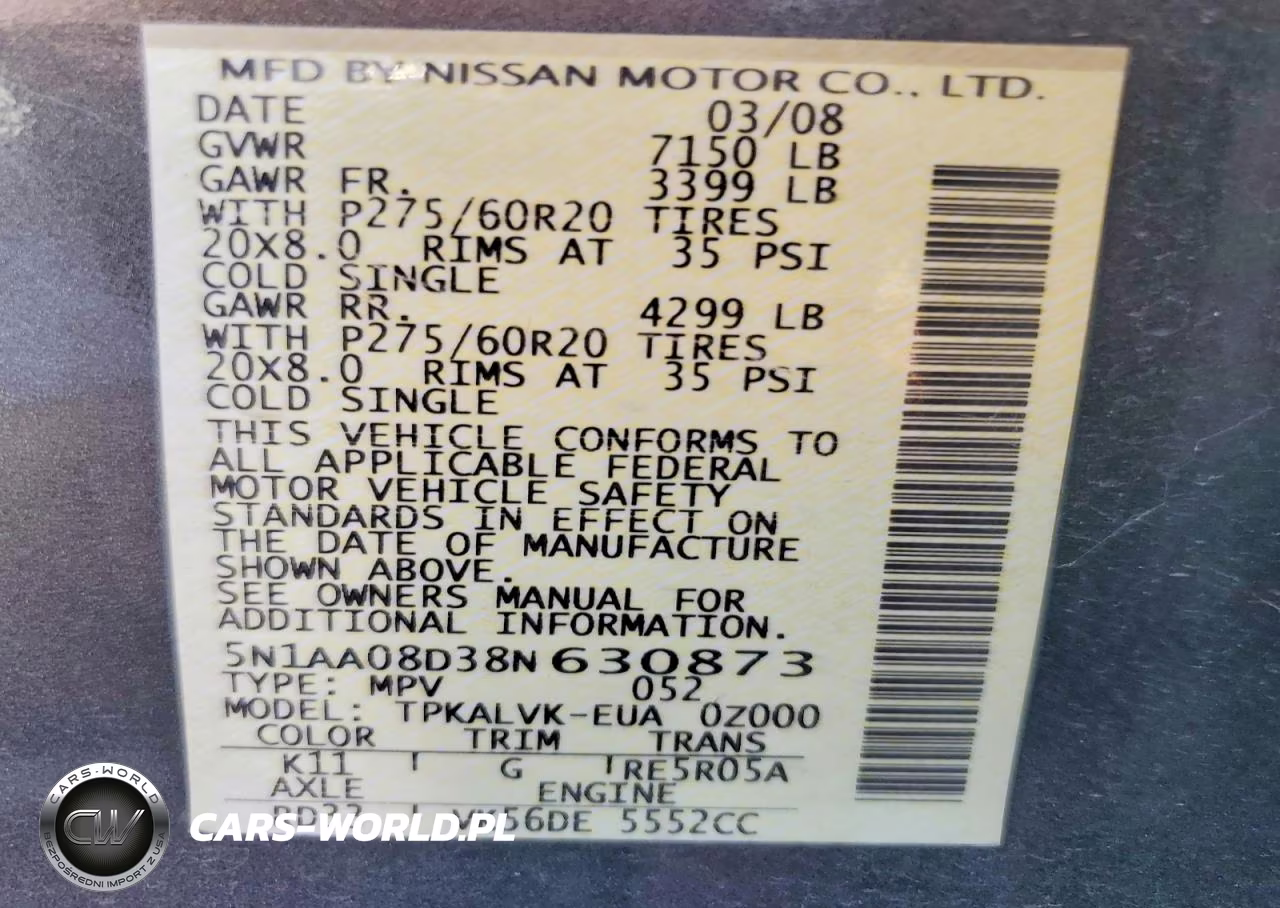 2008 Nissan Armada Se VIN:5N1AA08D38N630873 - 13