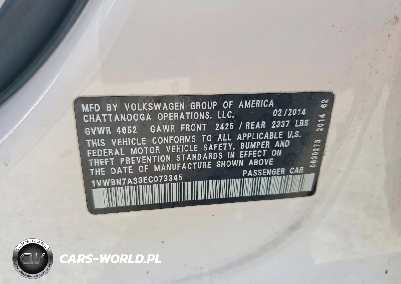 2014 Volkswagen Passat Se VIN:1VWBN7A33EC073345 - 12