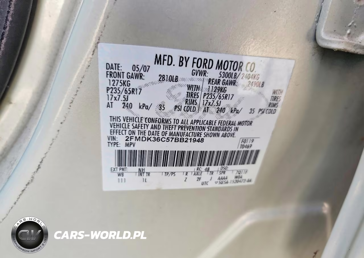 2007 Ford Edge Se VIN:2FMDK36C57BB21948 - 12