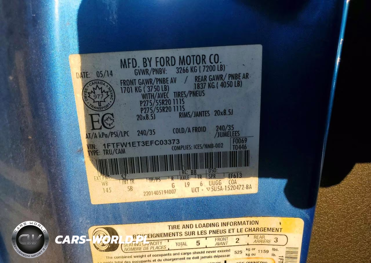 2014 Ford F150 Supercrew VIN:1FTFW1ET3EFC03373 - 12