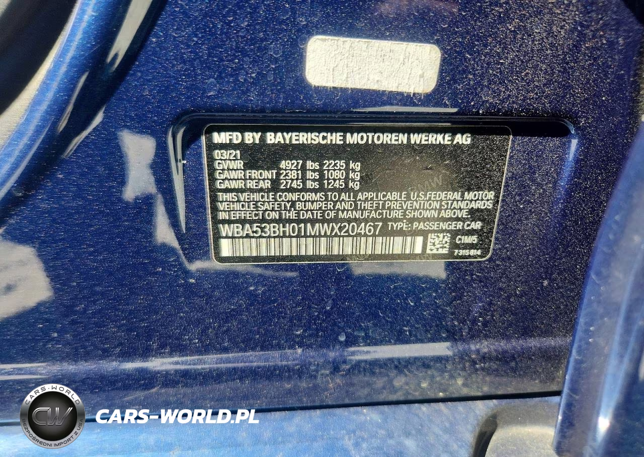 2021 BMW 530 I VIN:WBA53BH01MWX20467 - 13