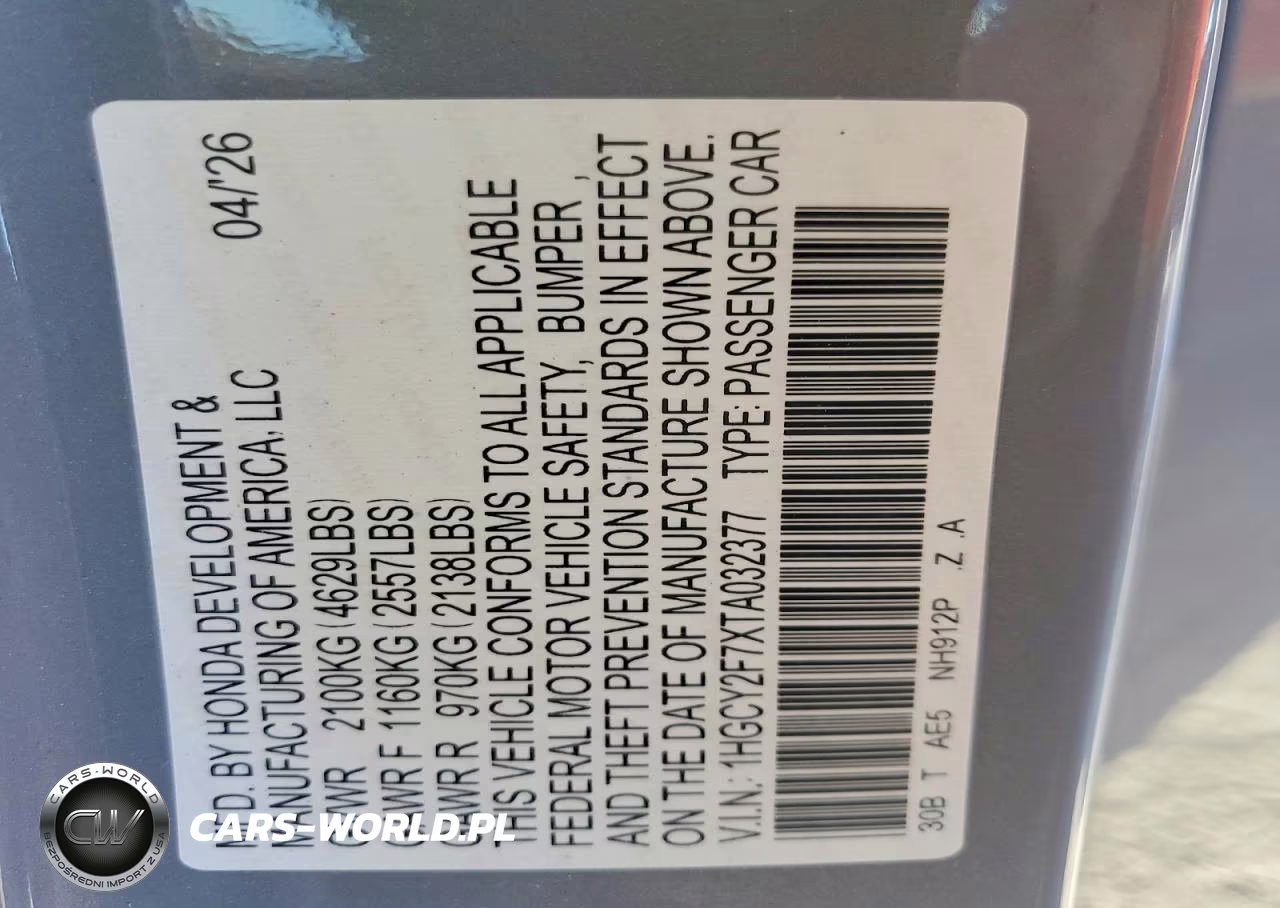 2026 Honda Accord Hybrid Sport-L VIN:1HGCY2F7XTA032377 - 12