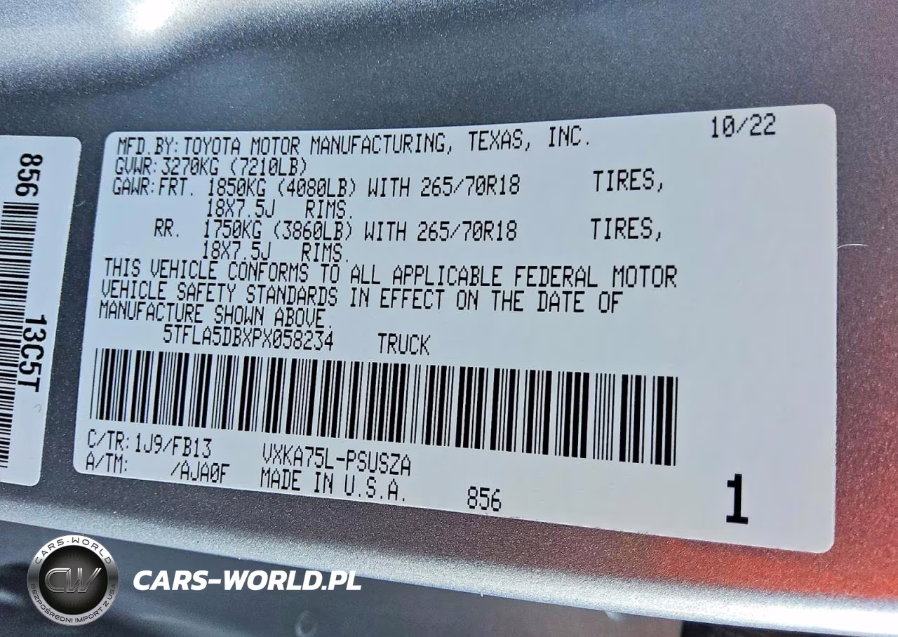 2023 Toyota Tundra Sr5 VIN:5TFLA5DBXPX058234 - 12