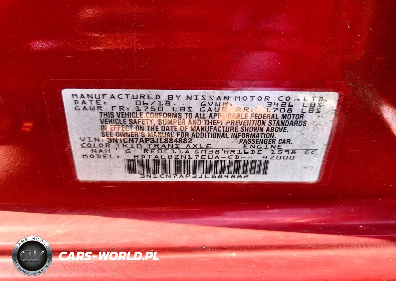 2018 Nissan Versa Sv VIN:3N1CN7AP3JL884882 - 13