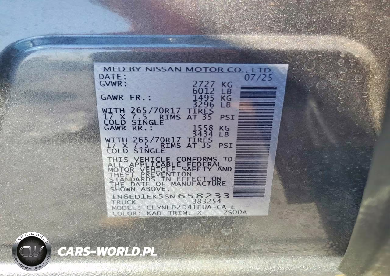 2025 Nissan Frontier Pro-4X VIN:1N6ED1EK5SN658233 - 12