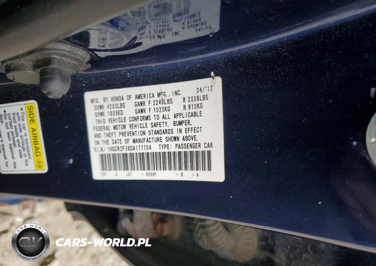 2013 Honda Accord Lx VIN:1HGCR2F36DA177704 - 12