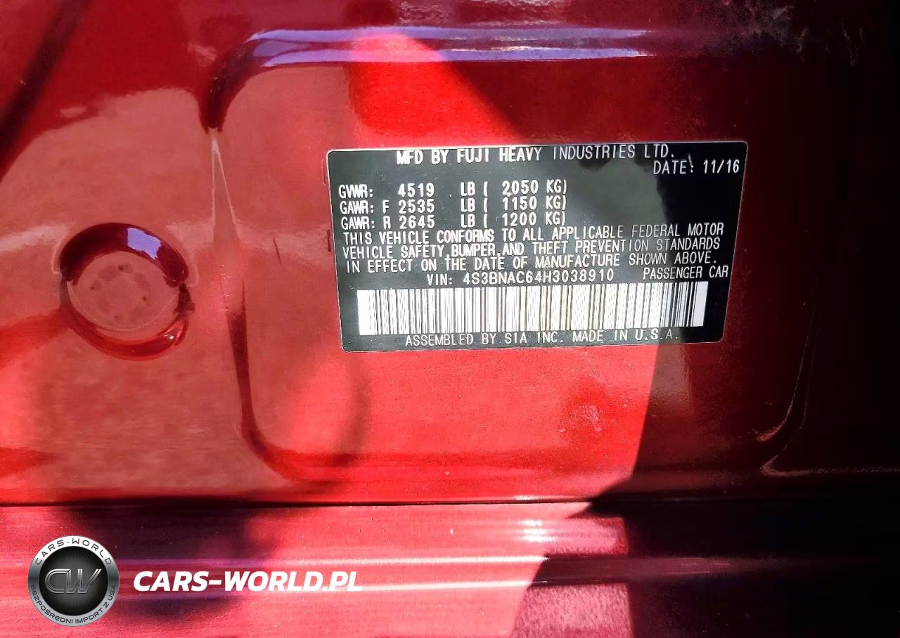 2017 Subaru Legacy 2.5I Premium VIN:4S3BNAC64H3038910 - 12