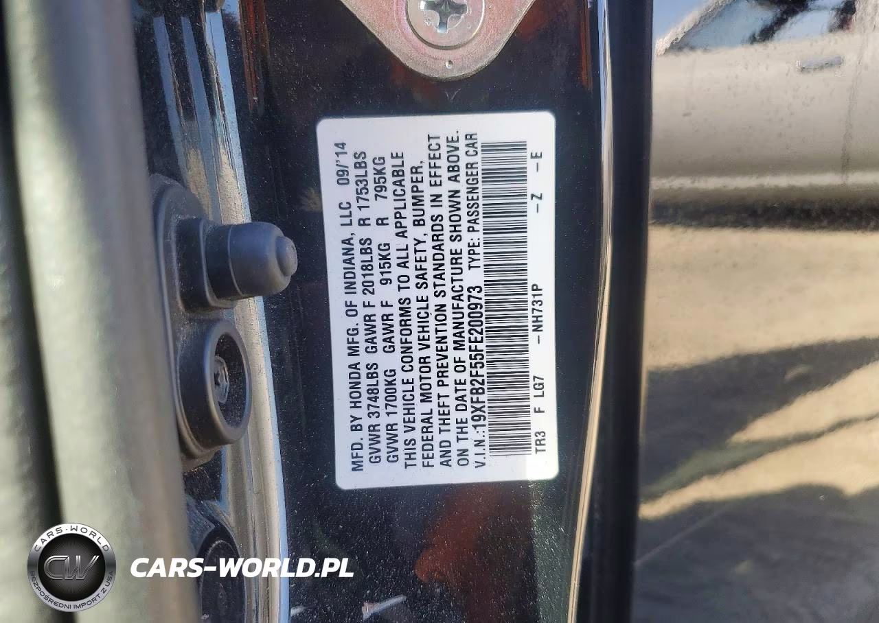 2015 Honda Civic Lx VIN:19XFB2F55FE200973 - 12