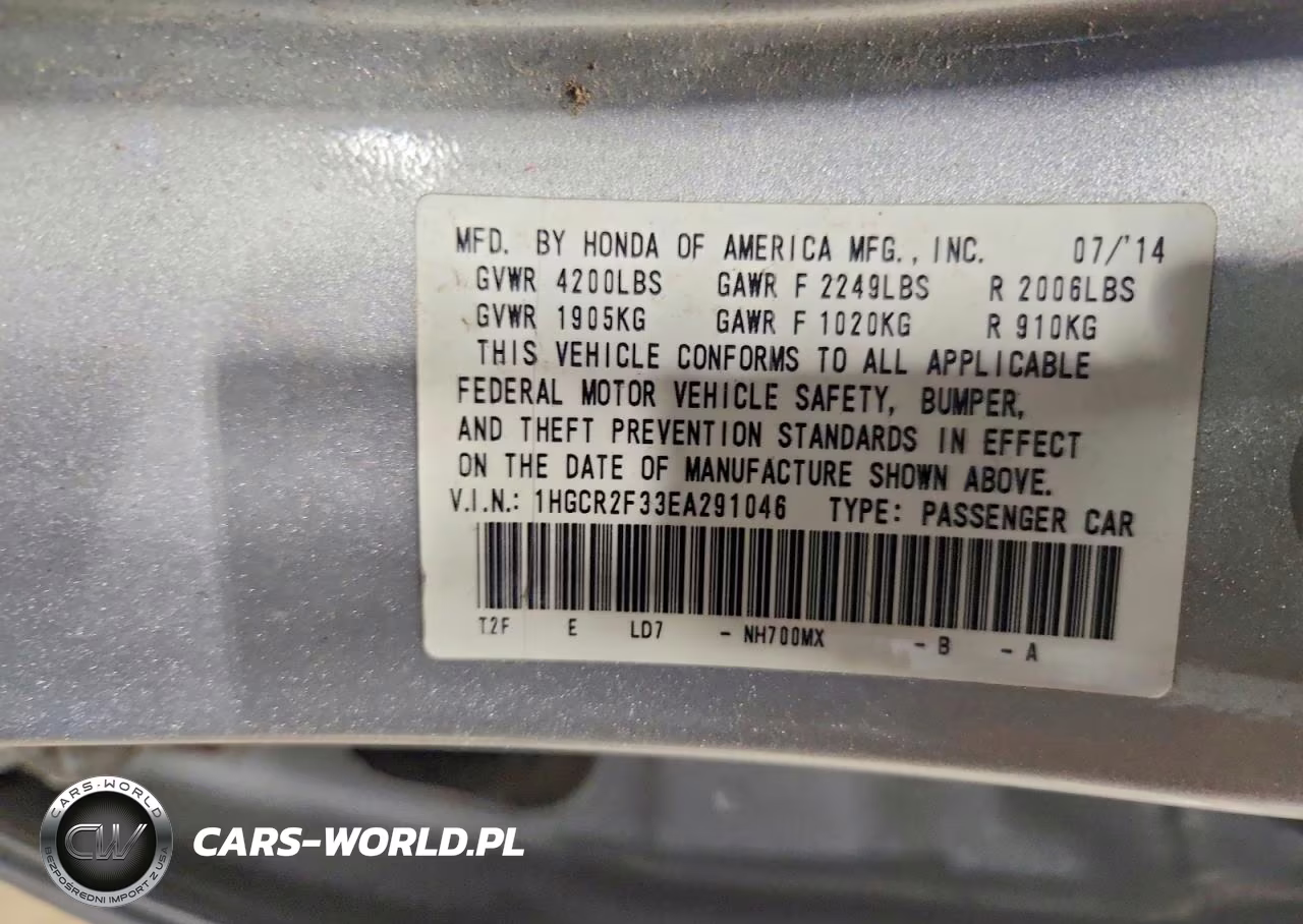2014 Honda Accord Lx VIN:1HGCR2F33EA291046 - 12