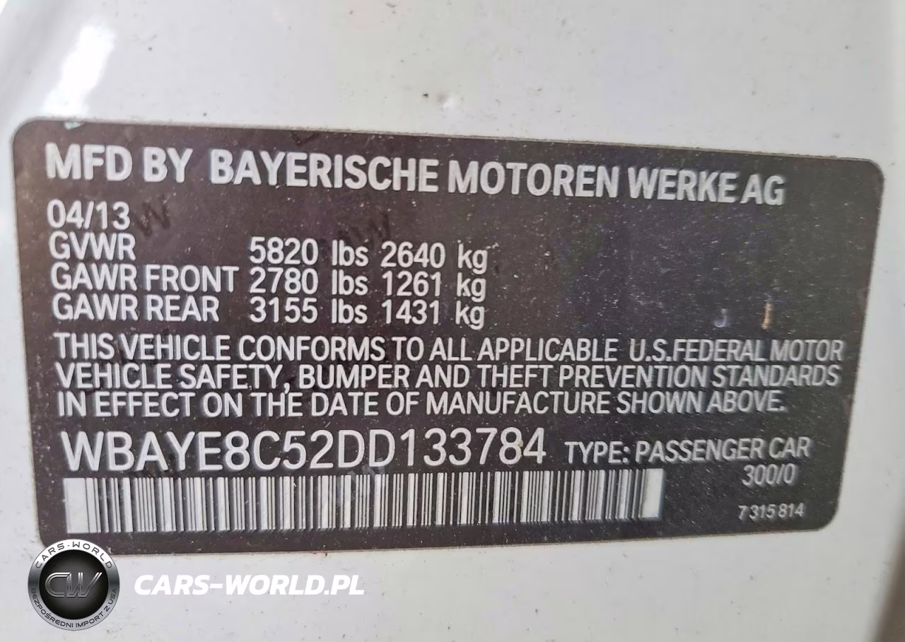 2013 BMW 750 Li VIN:WBAYE8C52DD133784 - 12