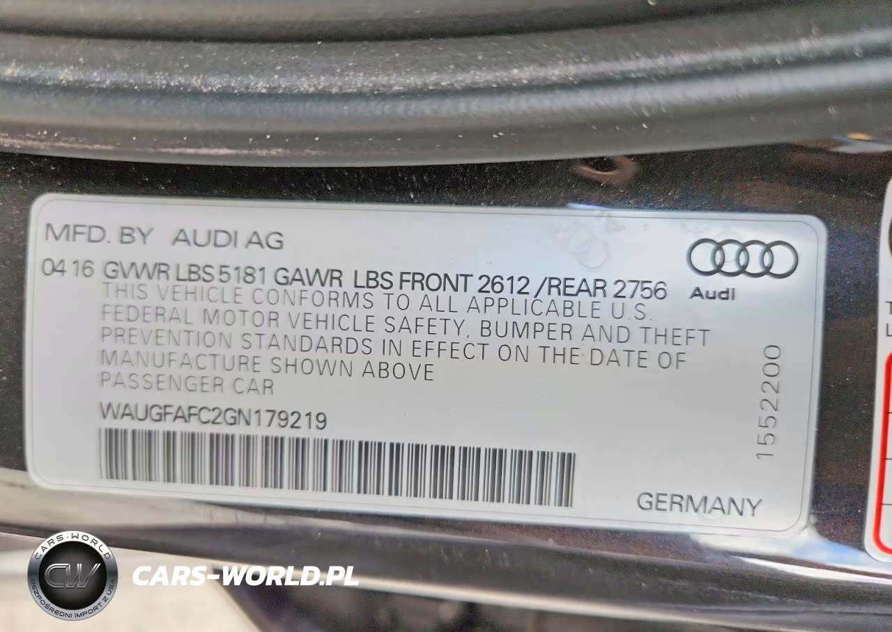 2016 Audi A6 Premium Plus VIN:WAUGFAFC2GN179219 - 12