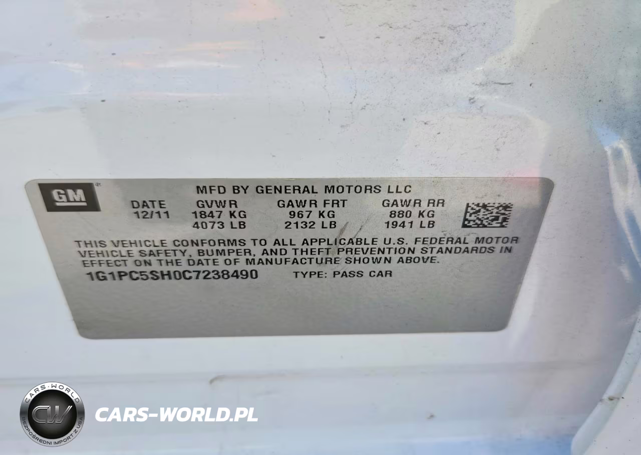 2012 Chevrolet Cruze Ls VIN:1G1PC5SH0C7238490 - 12