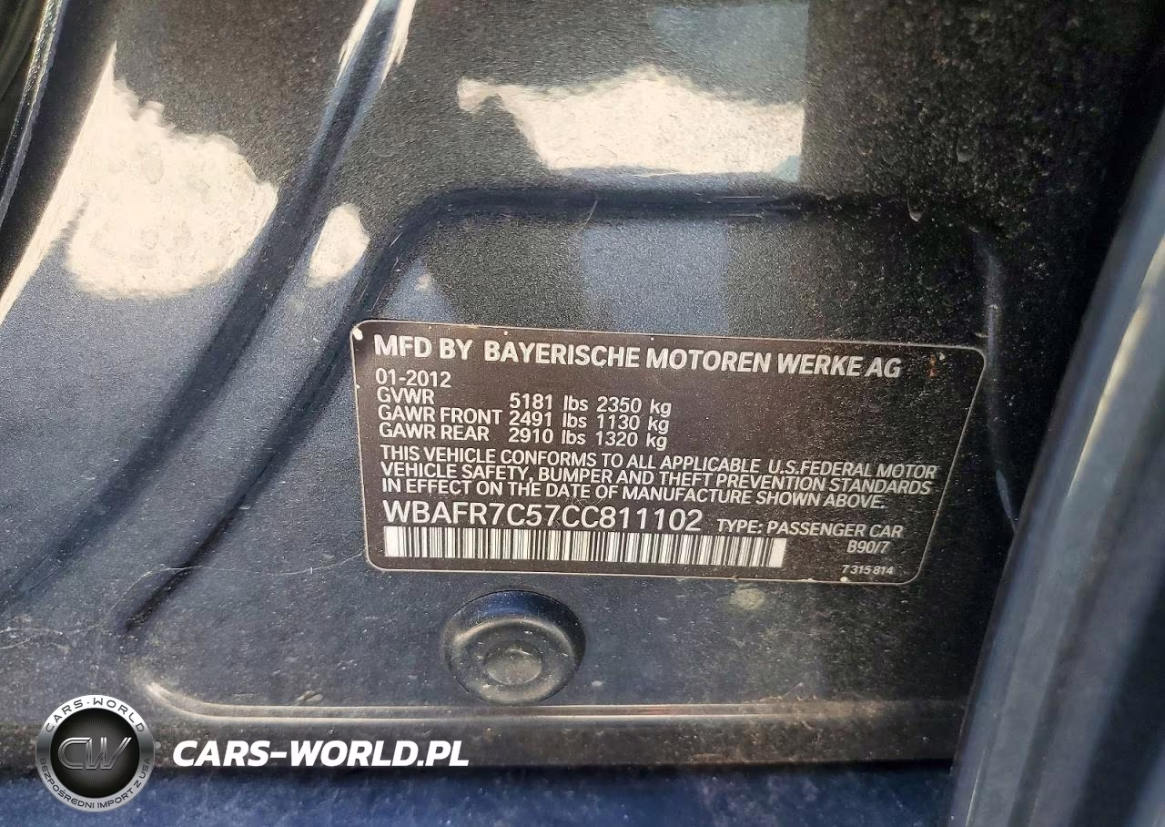 2012 BMW 535 I VIN:WBAFR7C57CC811102 - 12