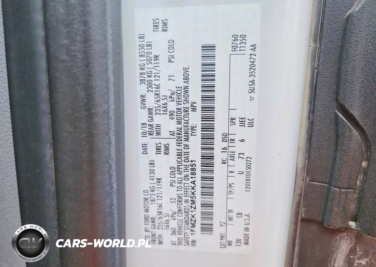 2019 Ford Transit T-150 VIN:1FMZK1ZM5KKA18851 - 14