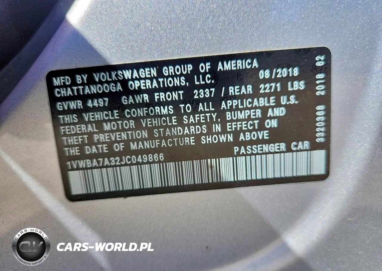 2018 Volkswagen Passat Se VIN:1VWBA7A32JC049866 - 12