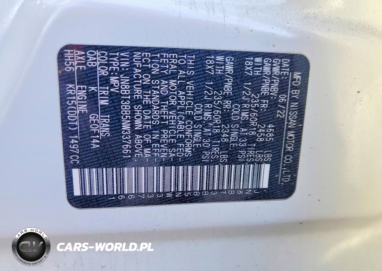 2022 Nissan Rogue Sv VIN:JN8BT3BB5NW337661 - 13