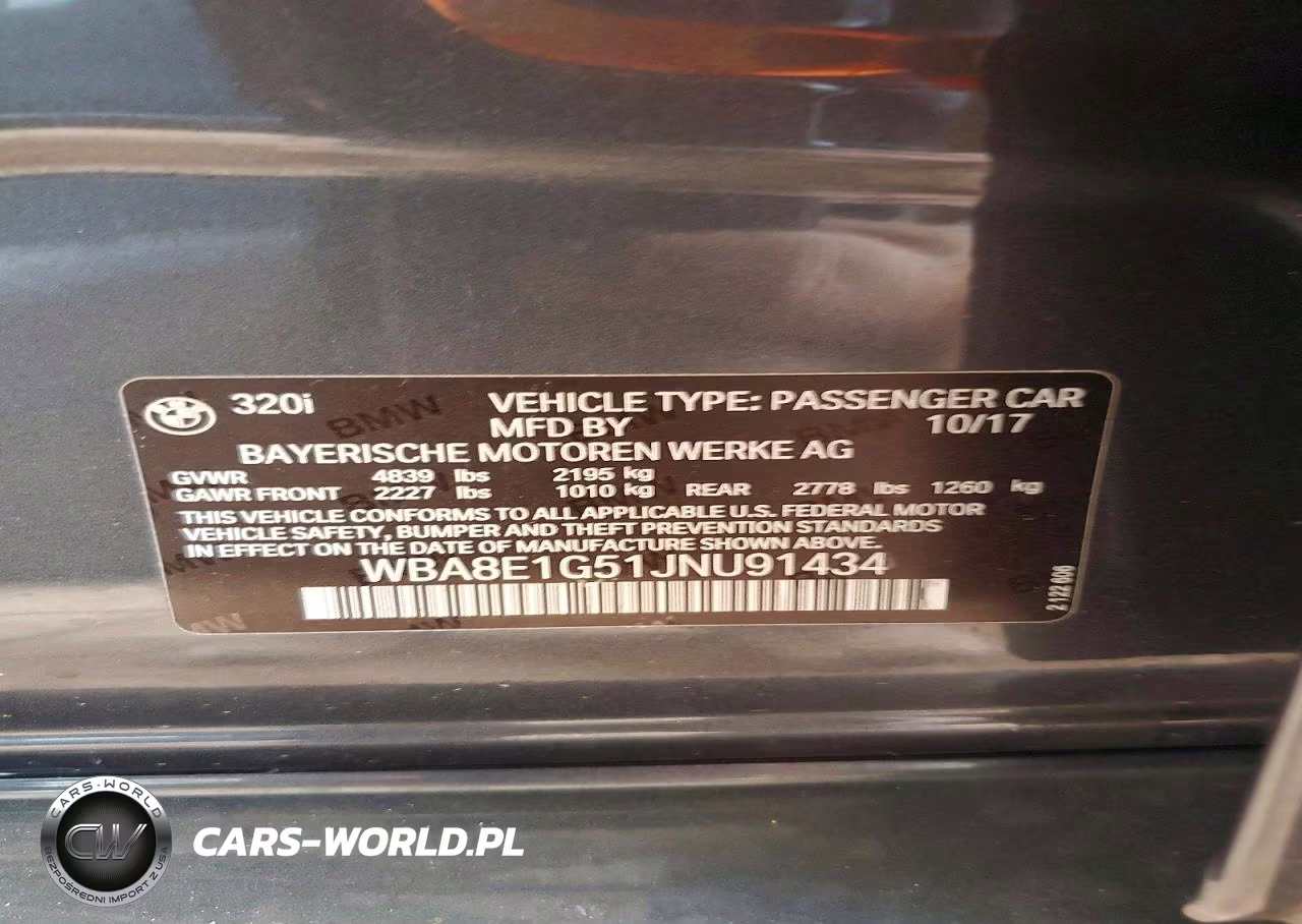 2018 BMW 320 I VIN:WBA8E1G51JNU91434 - 12