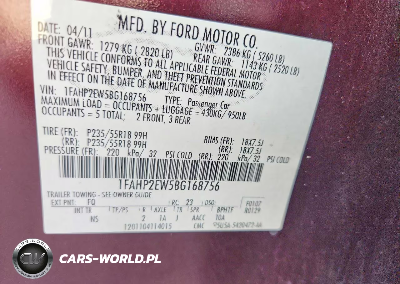 2011 Ford Taurus Sel VIN:1FAHP2EW5BG168756 - 12