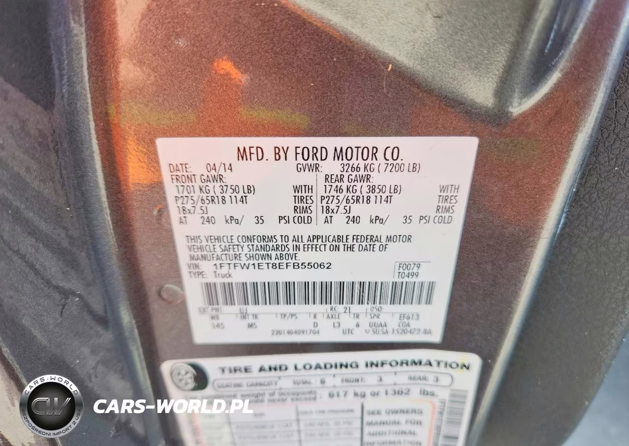 2014 Ford F150 Supercrew VIN:1FTFW1ET8EFB55062 - 12