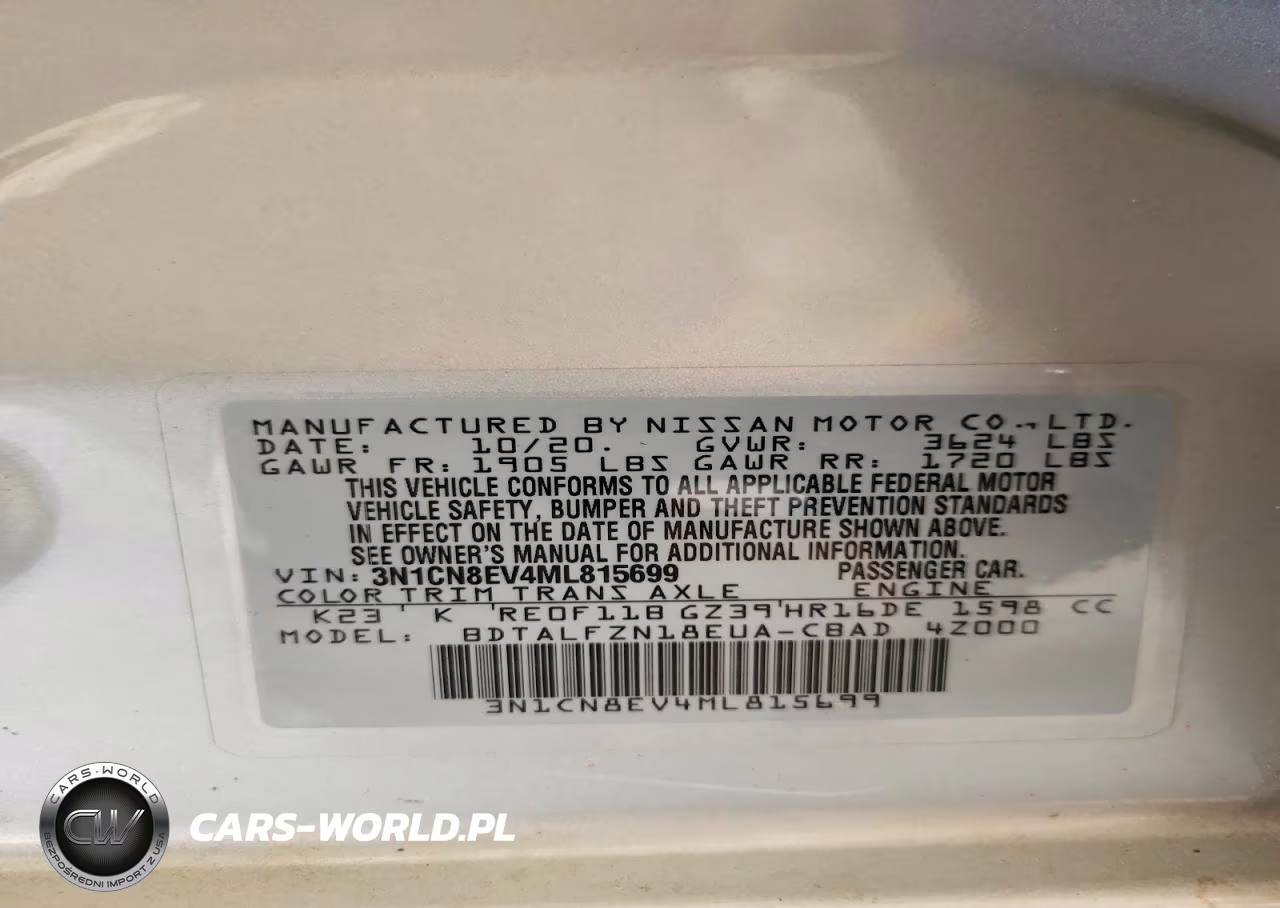 2021 Nissan Versa Sv VIN:3N1CN8EV4ML815699 - 12
