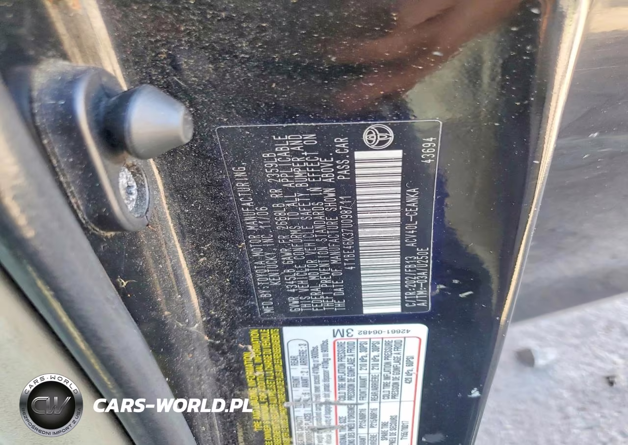 2007 Toyota Camry Le VIN:4T1BE46K37U098711 - 12
