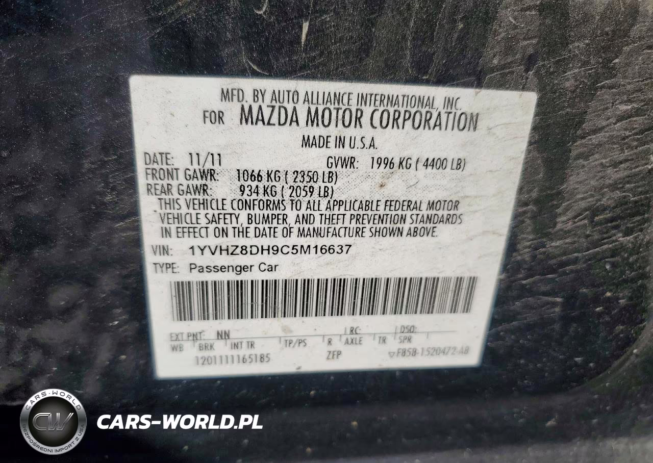 2012 Mazda 6 I VIN:1YVHZ8DH9C5M16637 - 12