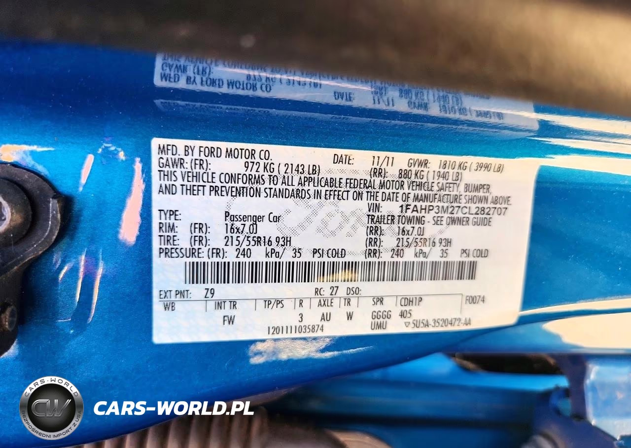 2012 Ford Focus Sel VIN:1FAHP3M27CL282707 - 12