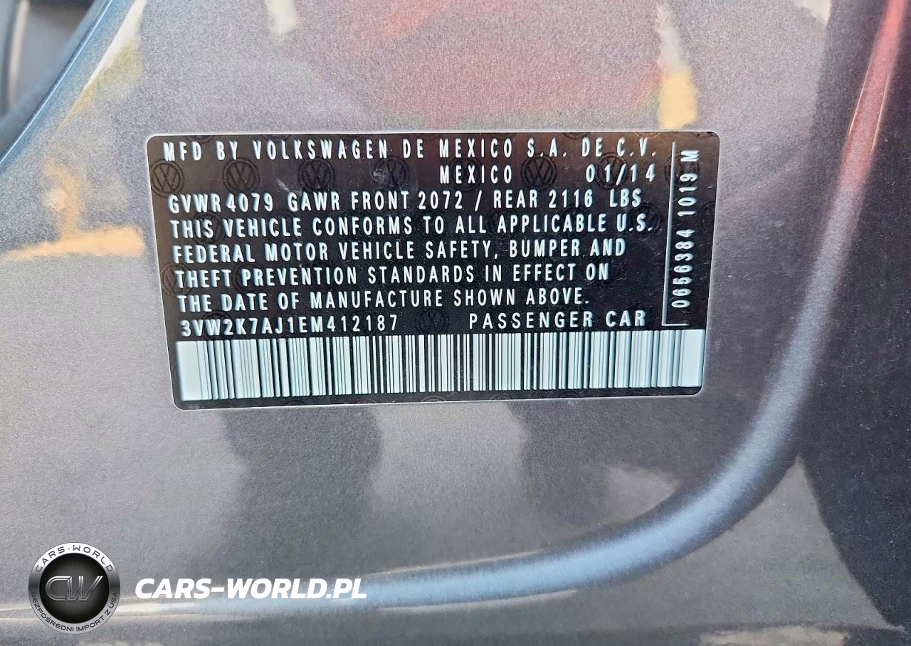 2014 Volkswagen Jetta Base VIN:3VW2K7AJ1EM412187 - 12