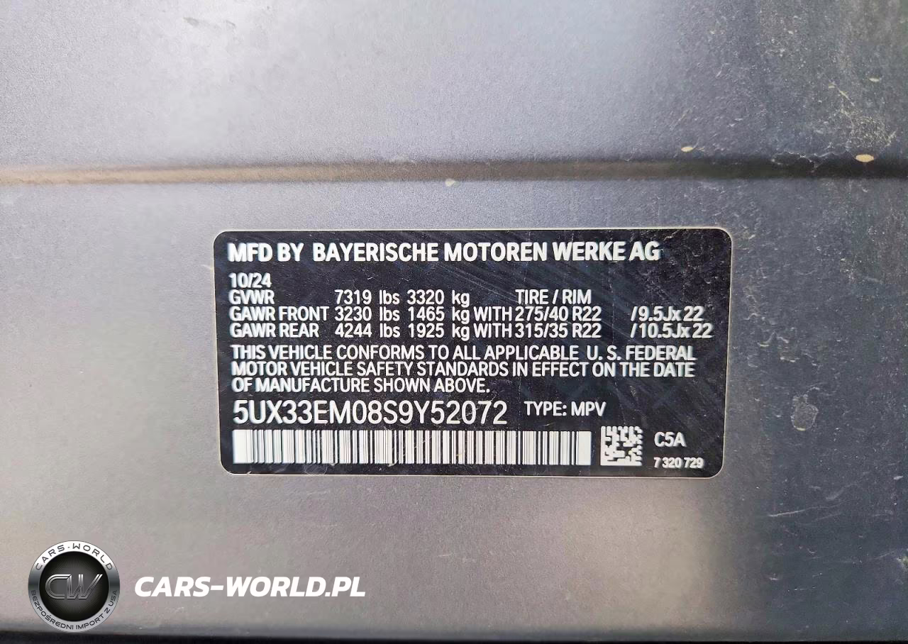 2025 BMW X7 M60I VIN:5UX33EM08S9Y52072 - 13