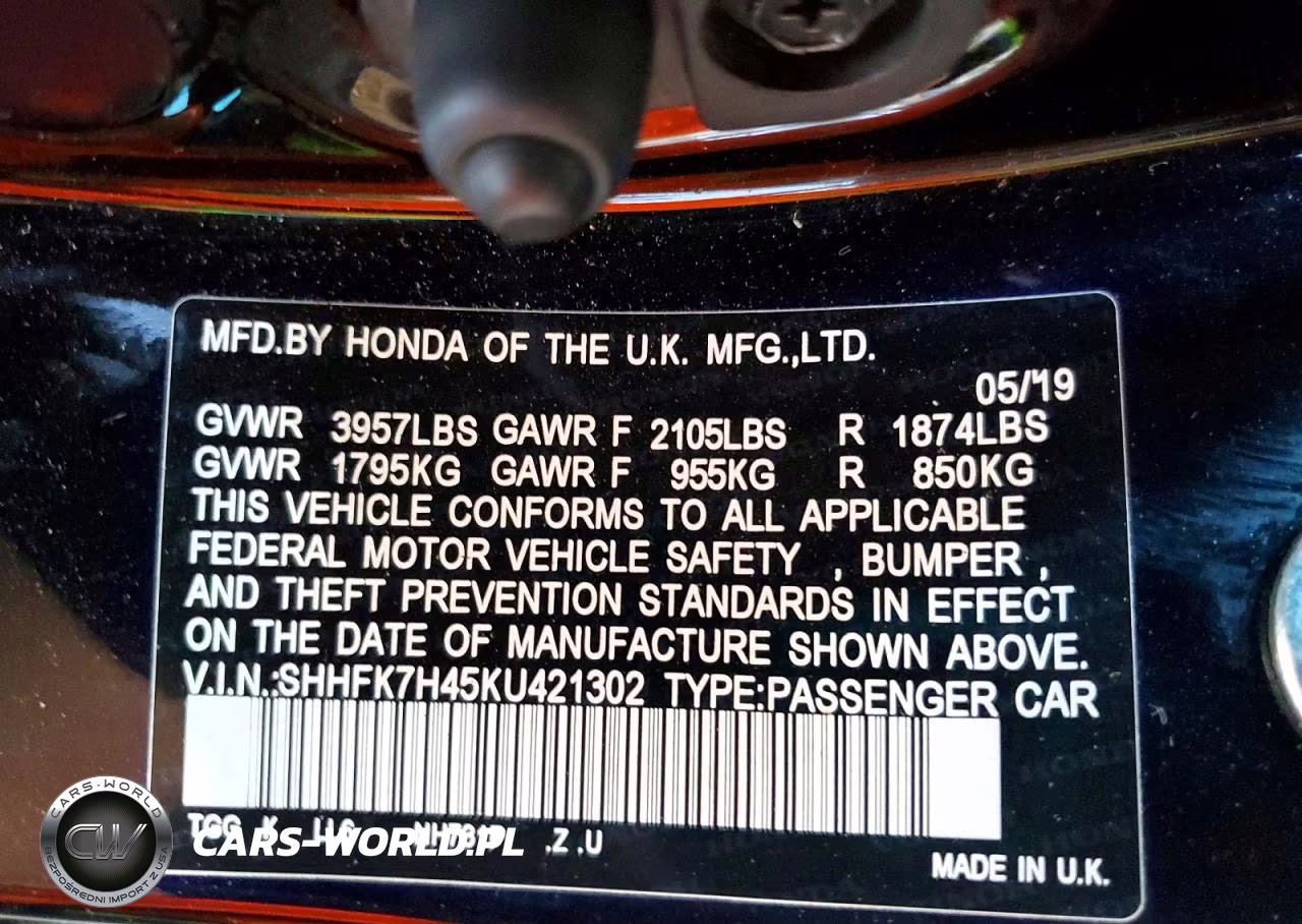 2019 Honda Civic Sport VIN:SHHFK7H45KU421302 - 12