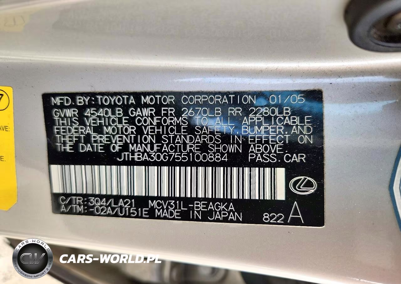 2005 Lexus Es 330 VIN:JTHBA30G755100884 - 12