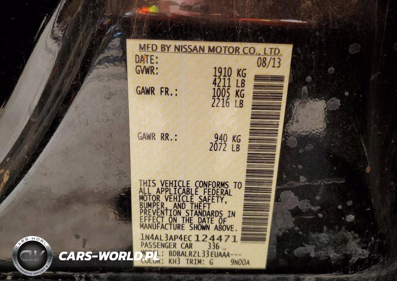 NISSAN ALTIMA VIN:1N4AL3AP4EC124471 - 12