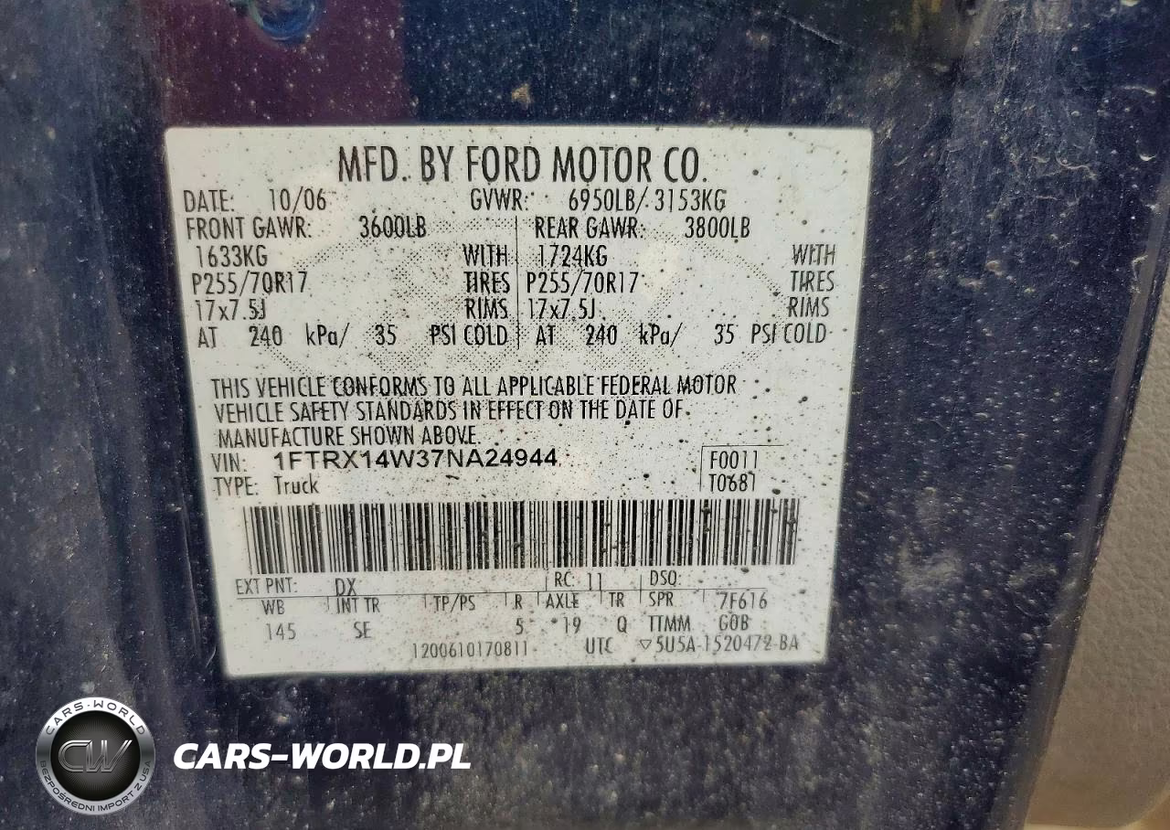2007 Ford F150 VIN:1FTRX14W37NA24944 - 12