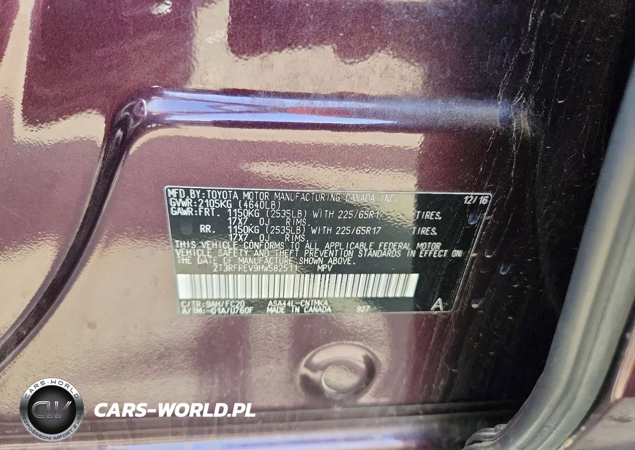 2017 Toyota Rav4 Xle VIN:2T3RFREV9HW582511 - 12