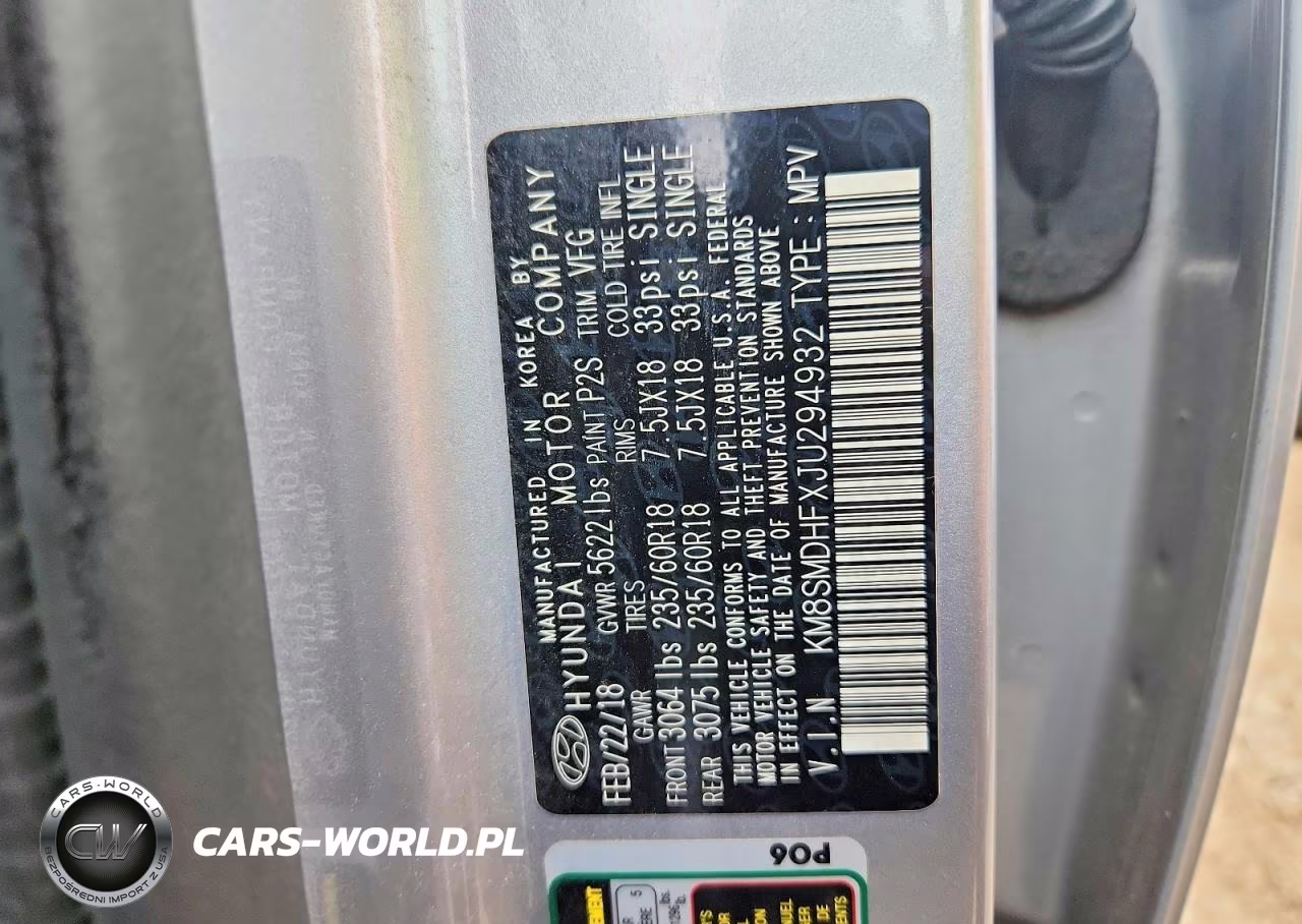 2018 Hyundai Santa Fe Se VIN:KM8SMDHFXJU294932 - 12
