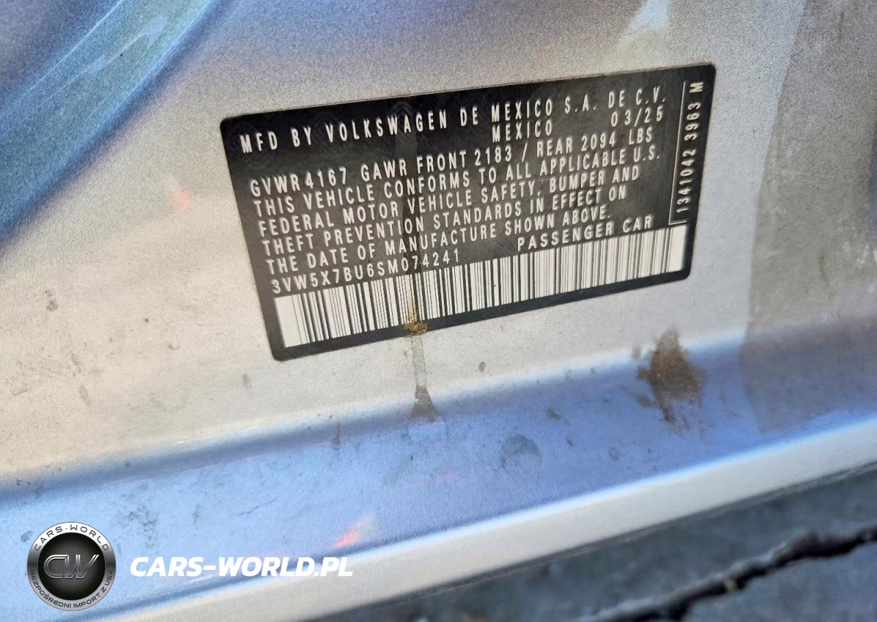 2025 Volkswagen Jetta S VIN:3VW5X7BU6SM074241 - 12