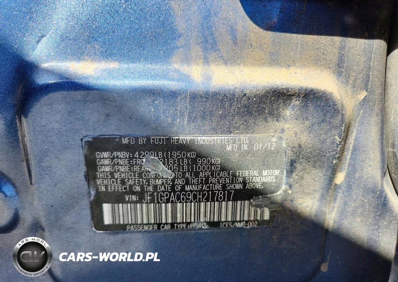 2012 Subaru Impreza Premium VIN:JF1GPAC69CH217817 - 12