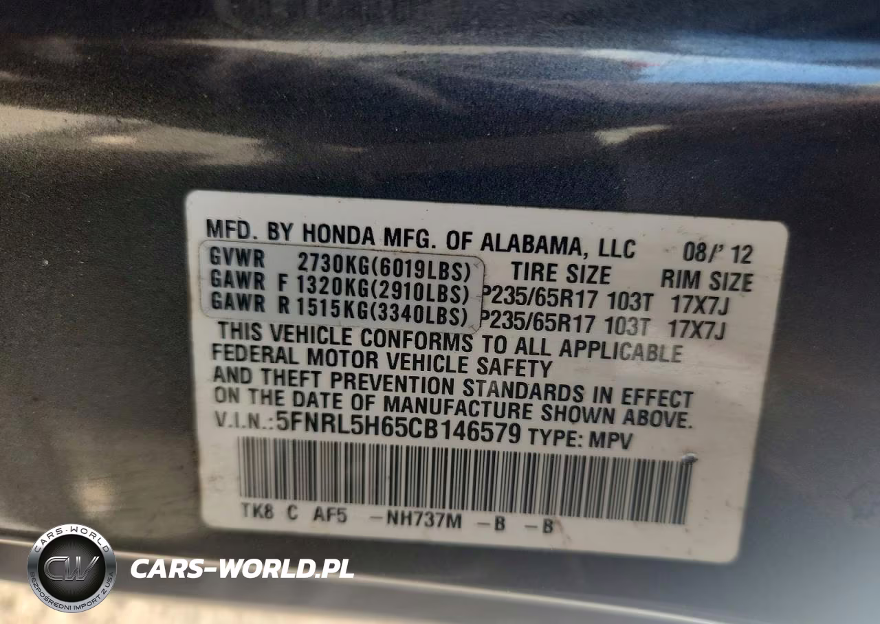 2012 Honda Odyssey Exl VIN:5FNRL5H65CB146579 - 13