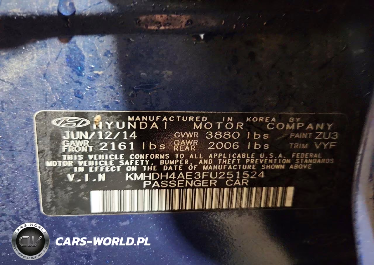 2015 Hyundai Elantra Se VIN:KMHDH4AE3FU251524 - 12