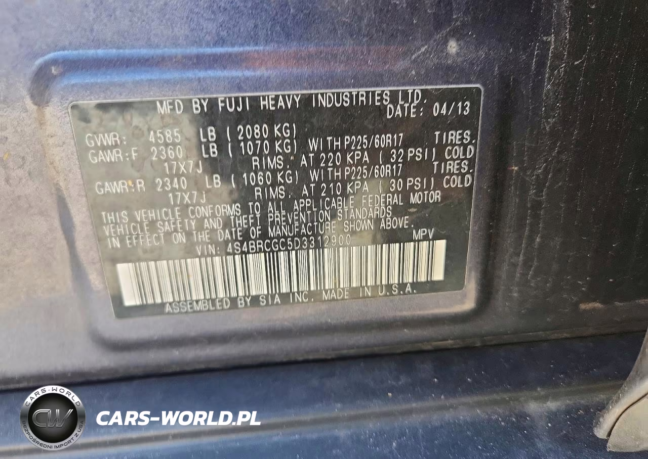 2013 Subaru Outback 2.5I Premium VIN:4S4BRCGC5D3312900 - 13