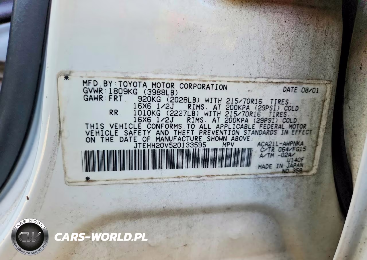2002 Toyota Rav4 Base VIN:JTEHH20V520133595 - 13