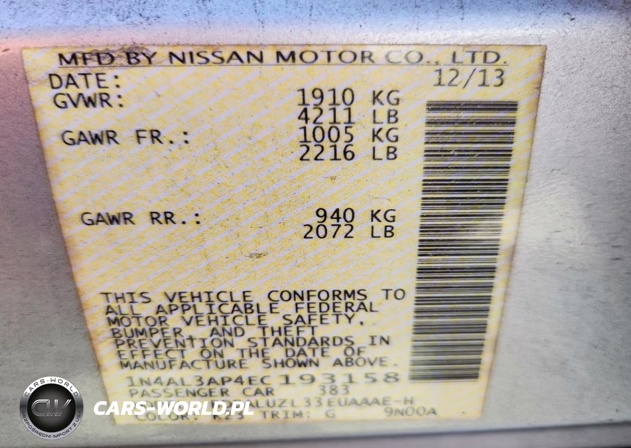 2014 Nissan Altima 2.5 Sv VIN:1N4AL3AP4EC193158 - 13
