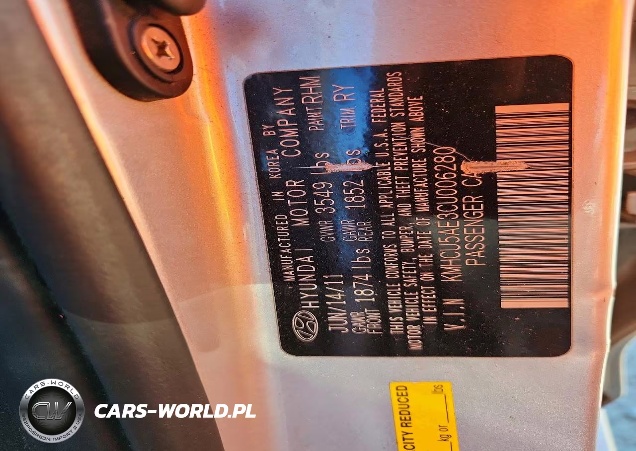 2012 Hyundai Accent Gls VIN:KMHCU5AE3CU006280 - 12