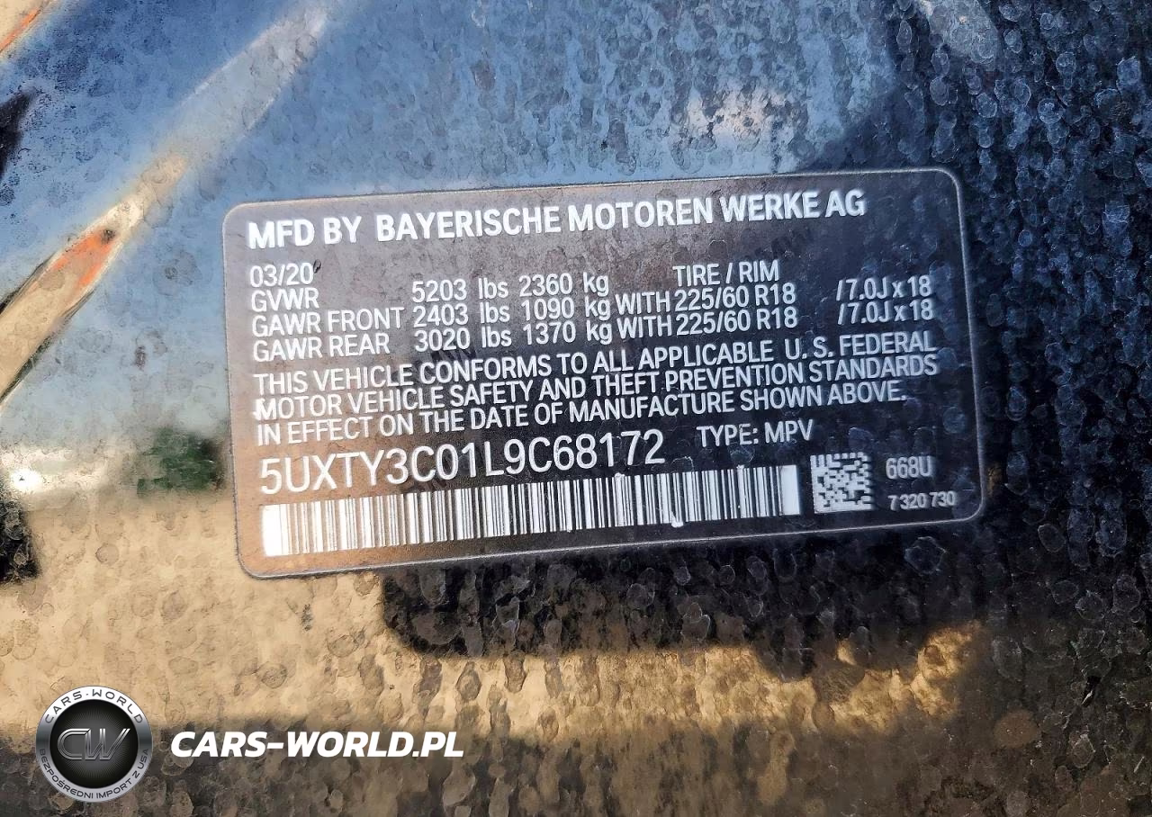 2020 BMW X3 Sdrive30I VIN:5UXTY3C01L9C68172 - 13