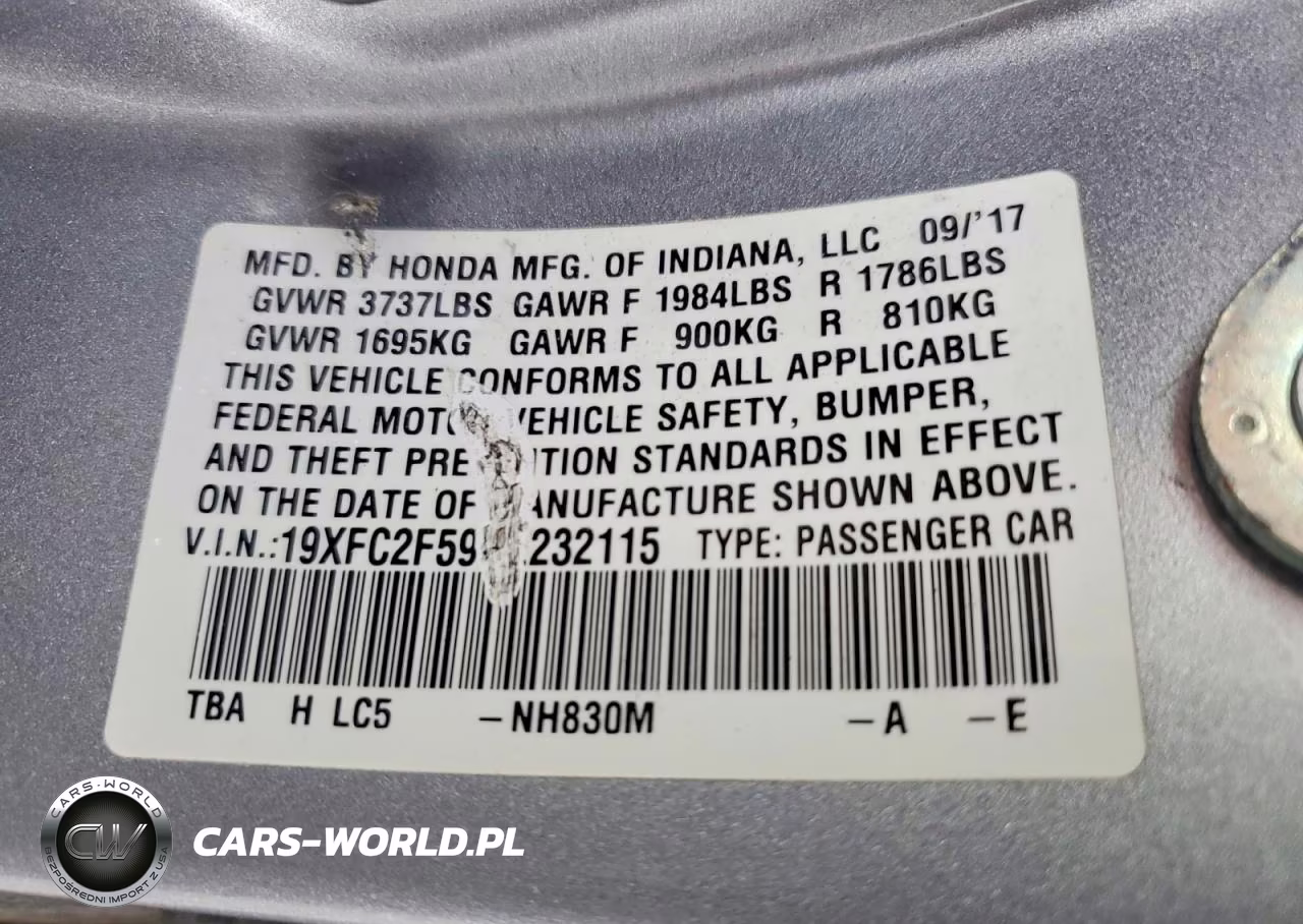 2017 Honda Civic Lx VIN:19XFC2F59HE232115 - 12