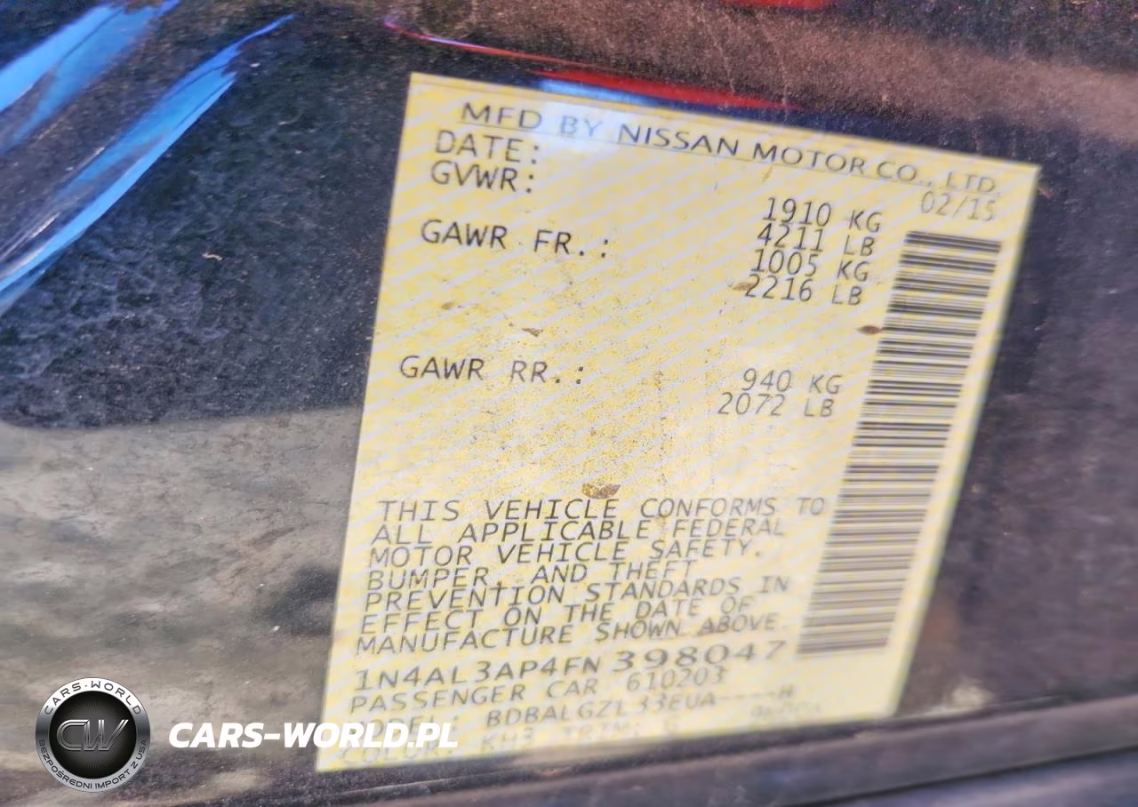 2015 Nissan Altima 2.5 S VIN:1N4AL3AP4FN398047 - 12