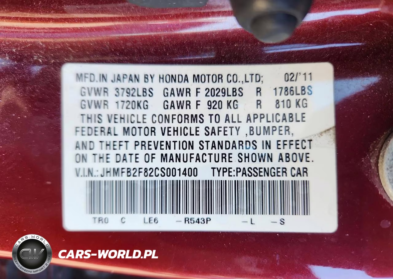 2012 Honda Civic Ex VIN:JHMFB2F82CS001400 - 12